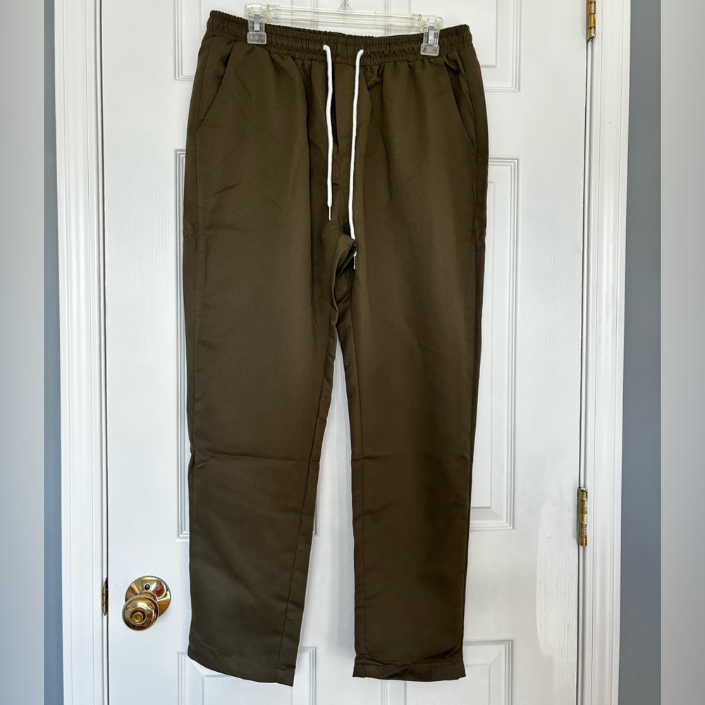NWOT SHEIN Slant Pocket Drawstring Waist Pant Olive Green Size Large